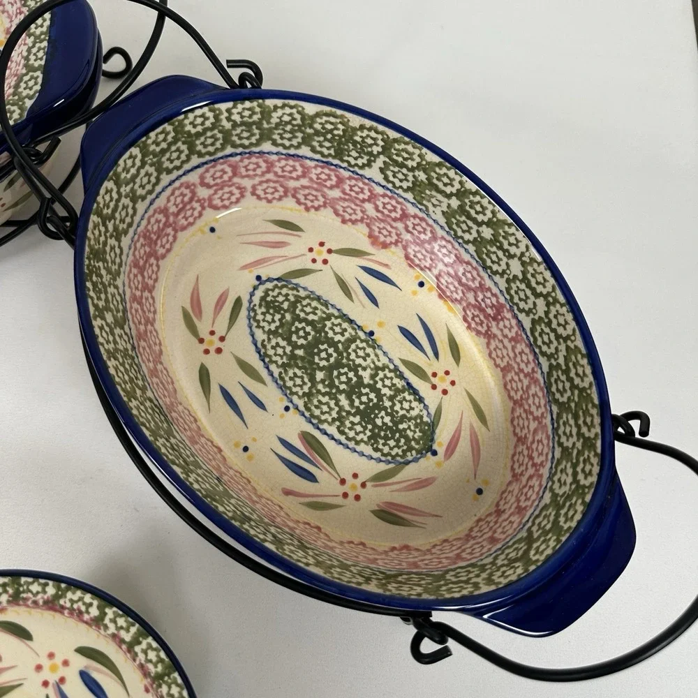 Temp-tations Old World 5pc Lidded Bakeware Set w/ Wire Racks Cobalt Trim